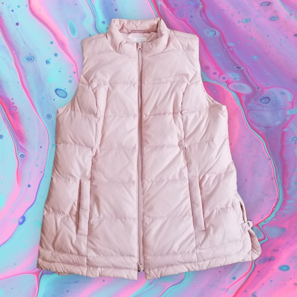 J Jill pale rose long puffer vest M petite